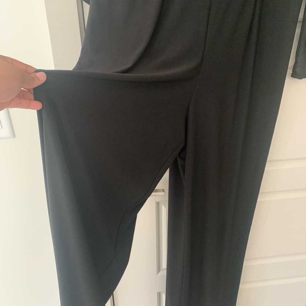 Black Mesh Ruffle Jumpsuit - Picture 3 of 4